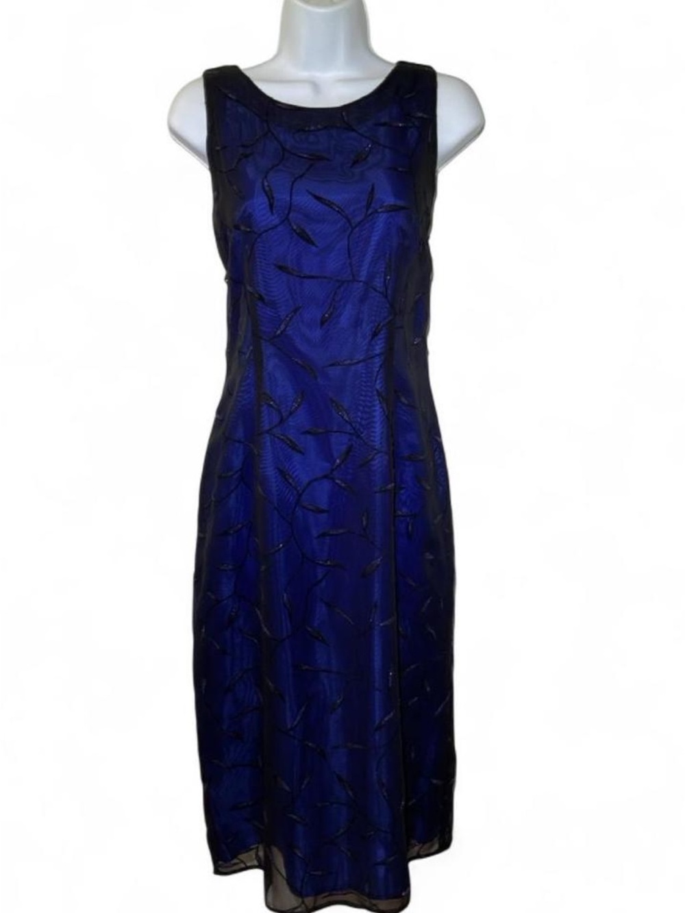 Jessica Howard Sleeveless Navy Blue Midi Dress